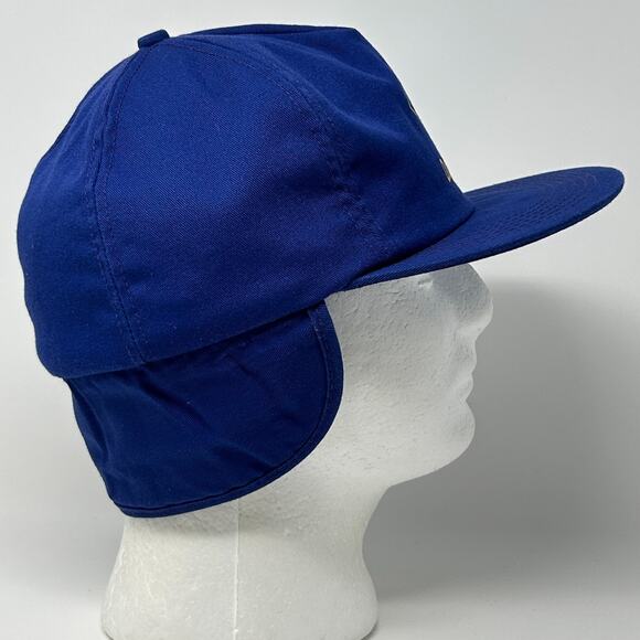 Vintage 80s LTFMP Dual EPP Hat Baseball Cap Ear Flap K Brand USA Snapback Blue - Picture 10 of 12